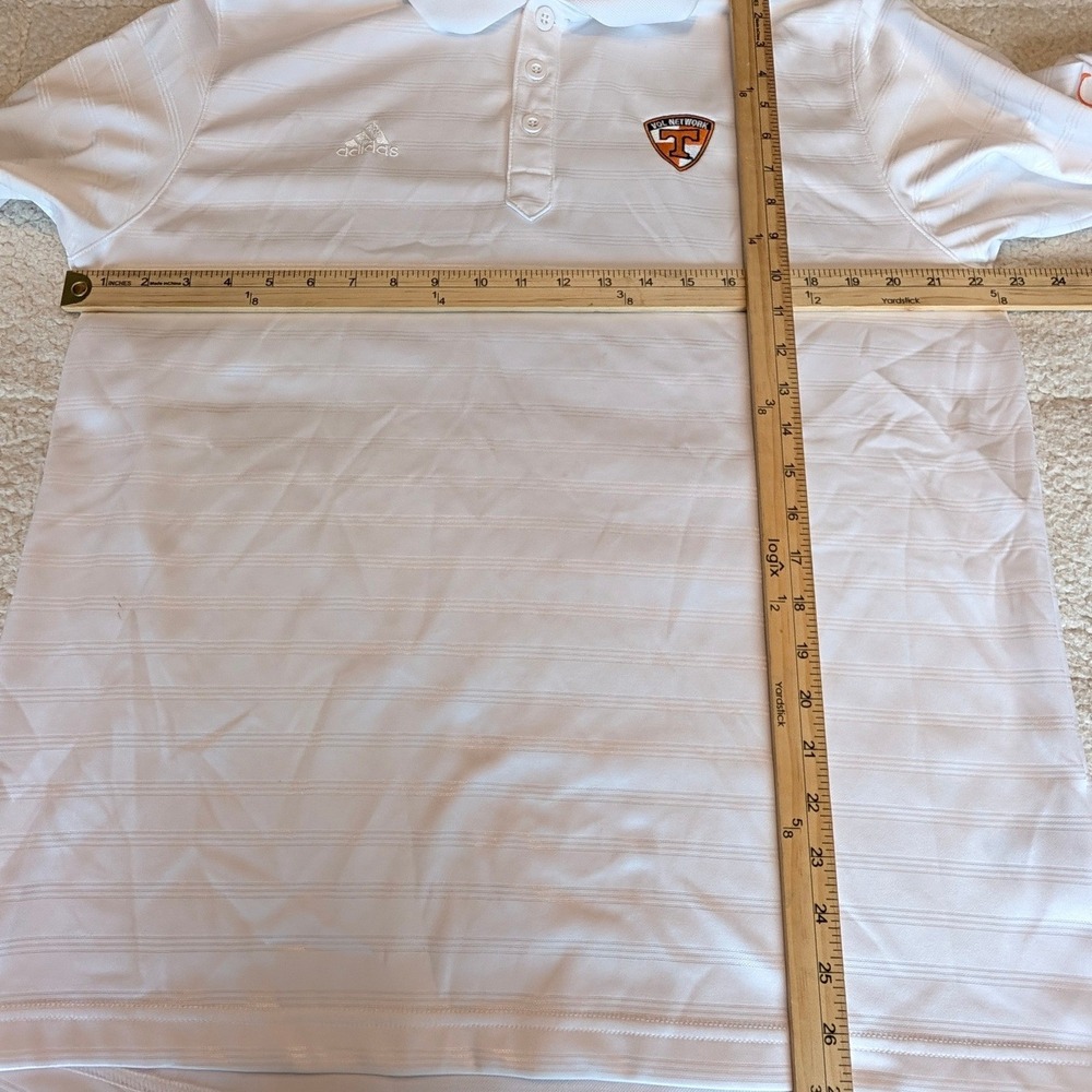 Adidas Polo Shirt Mens L White Excellent Tennessee Vol Network IMG Embroidered